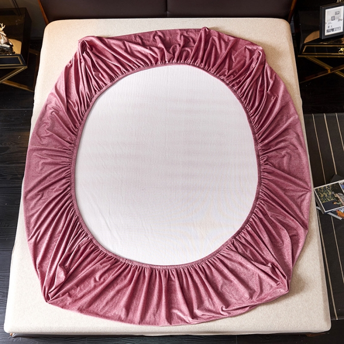 91家纺网 家纺一手货源 找家纺 小米笠 2019新款水晶绒印花床笠床罩 条纹红