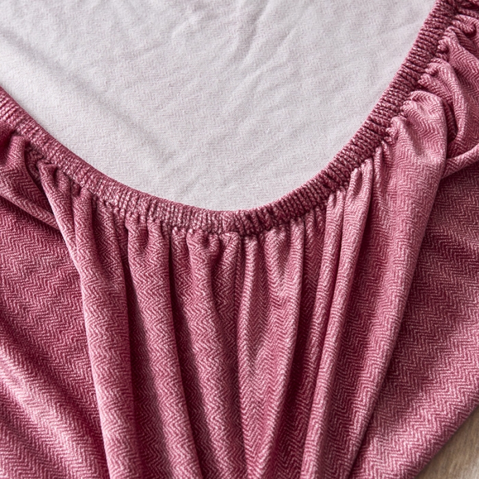 91家纺网 家纺一手货源 找家纺 小米笠 2019新款水晶绒印花床笠床罩 条纹红