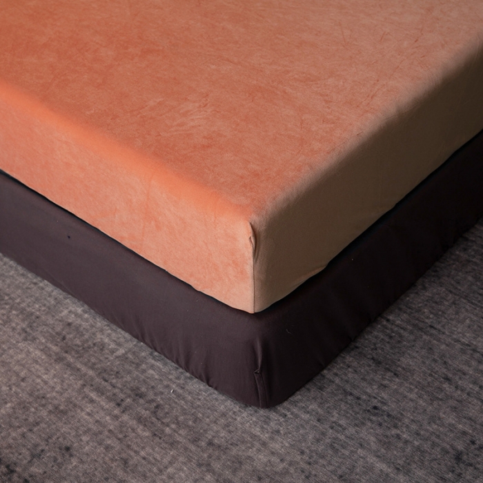 91家纺网 家纺一手货源 找家纺 小米笠 2019新款宝宝绒床笠床罩 活力橙