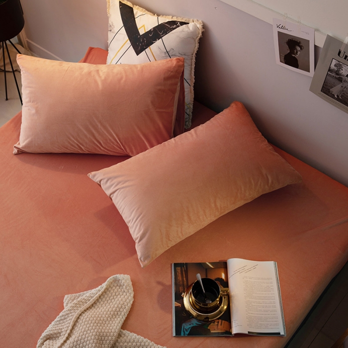 91家纺网 家纺一手货源 找家纺 小米笠 2019新款宝宝绒床笠床罩 活力橙