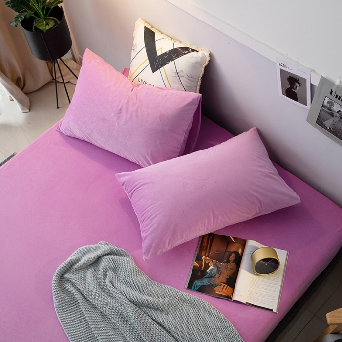 91家纺网 家纺一手货源 找家纺 小米笠 2019新款宝宝绒床笠床罩 紫色