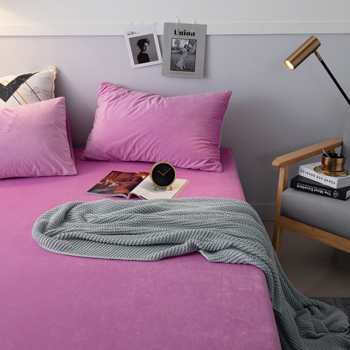 91家纺网 家纺一手货源 找家纺 小米笠 2019新款宝宝绒床笠床罩 紫色