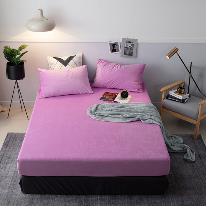 91家纺网 家纺一手货源 找家纺 小米笠 2019新款宝宝绒床笠床罩 紫色