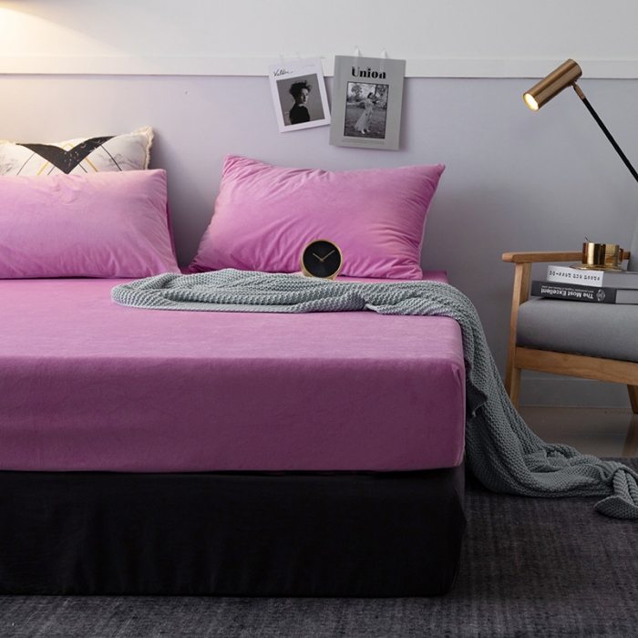 91家纺网 家纺一手货源 找家纺 小米笠 2019新款宝宝绒床笠床罩 紫色