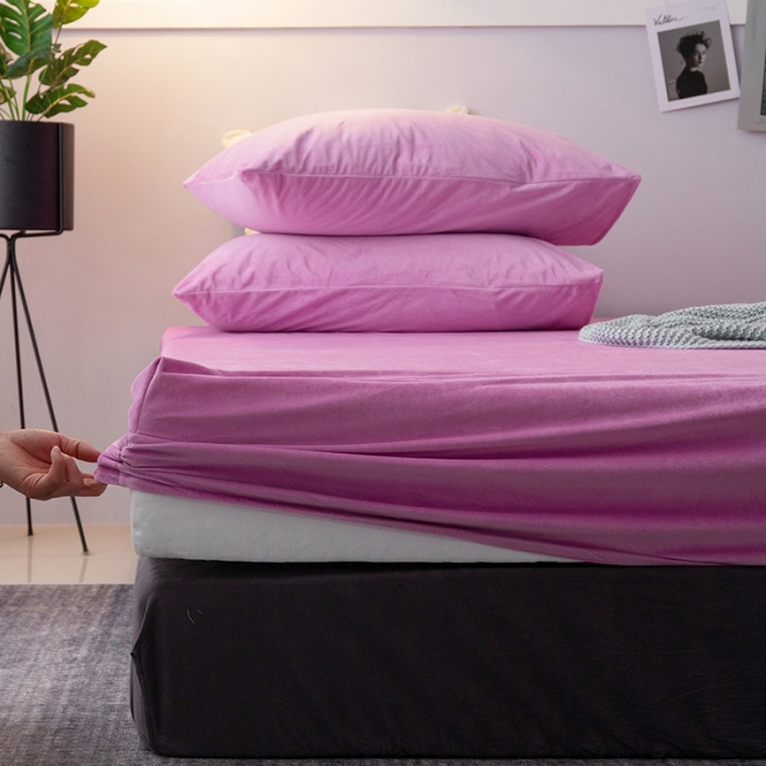 91家纺网 家纺一手货源 找家纺 小米笠 2019新款宝宝绒床笠床罩 紫色