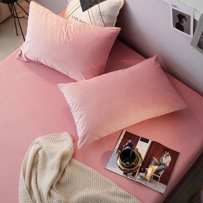 91家纺网 家纺一手货源 找家纺 小米笠 2019新款宝宝绒床笠床罩 玉粉