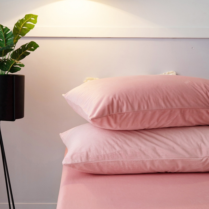 91家纺网 家纺一手货源 找家纺 小米笠 2019新款宝宝绒床笠床罩 玉粉