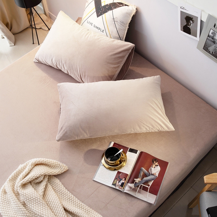 91家纺网 家纺一手货源 找家纺 小米笠 2019新款宝宝绒床笠床罩 浅咖