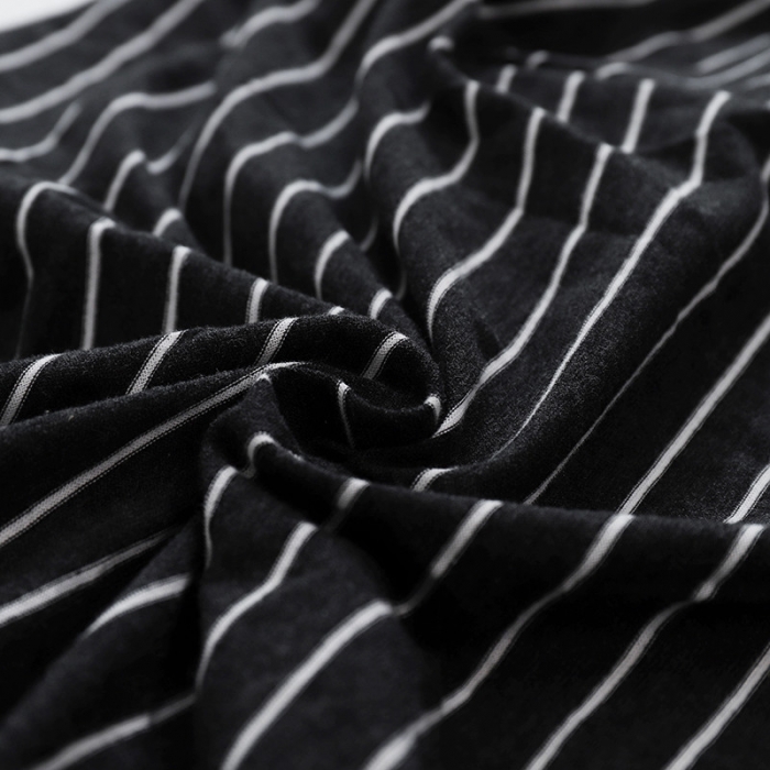 91家纺网 家纺一手货源 找家纺 小米笠 2019新款针织天竺棉床笠床罩 黑白细条