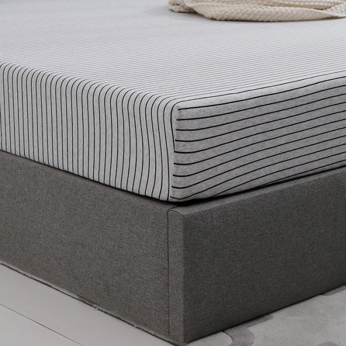 91家纺网 家纺一手货源 找家纺 小米笠 2019新款针织天竺棉床笠床罩 黑灰细条