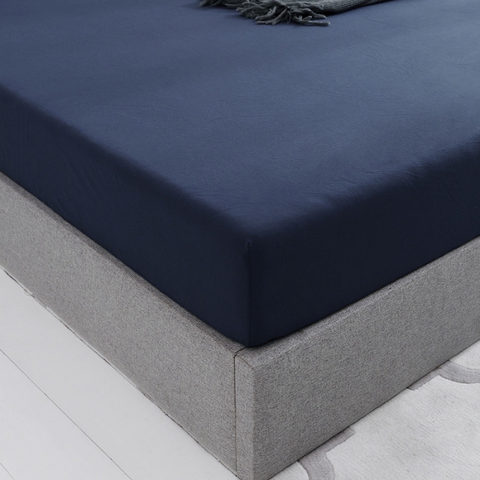 91家纺网 家纺一手货源 找家纺 小米笠 2019新款针织天竺棉床笠床罩 丈青