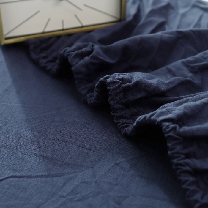 91家纺网 家纺一手货源 找家纺 小米笠 2019新款针织天竺棉床笠床罩 丈青