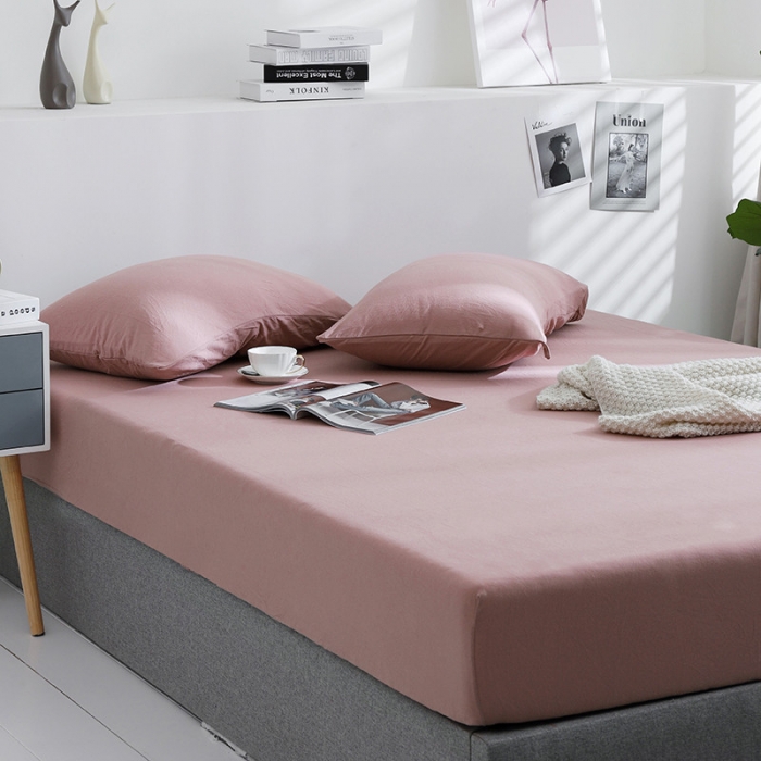 91家纺网 家纺一手货源 找家纺 小米笠 2019新款针织天竺棉床笠床罩 橡皮红