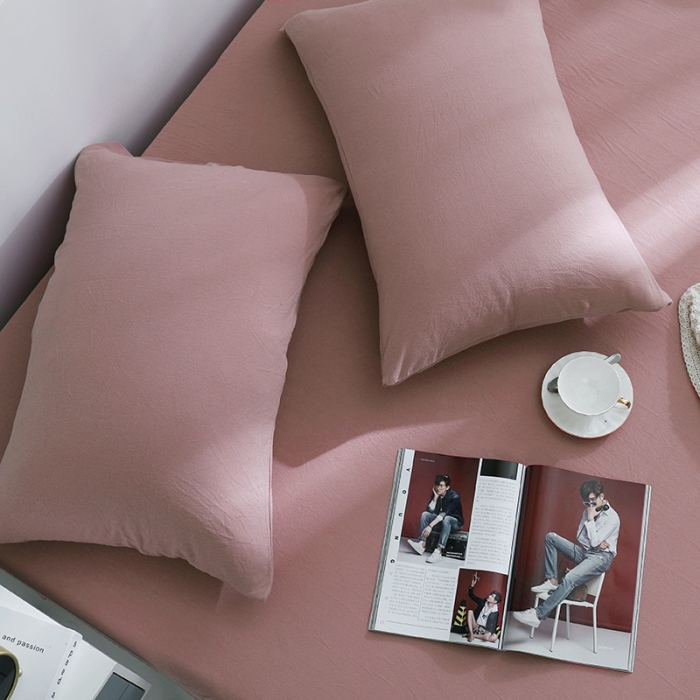 91家纺网 家纺一手货源 找家纺 小米笠 2019新款针织天竺棉床笠床罩 橡皮红