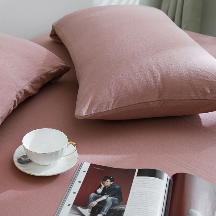 91家纺网 家纺一手货源 找家纺 小米笠 2019新款针织天竺棉床笠床罩 橡皮红