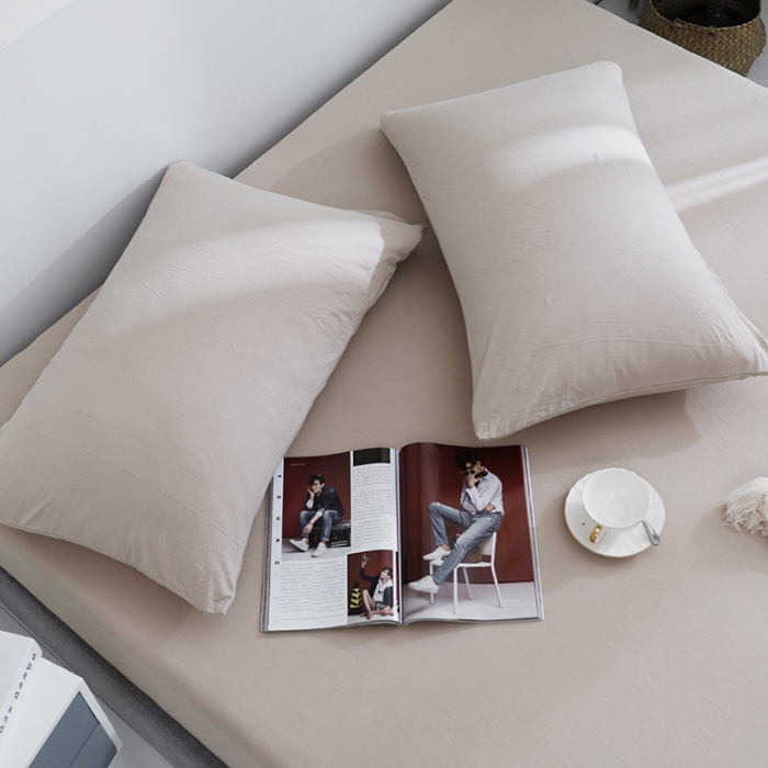 91家纺网 家纺一手货源 找家纺 小米笠 2019新款针织天竺棉床笠床罩 米色