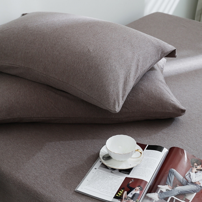 91家纺网 家纺一手货源 找家纺 小米笠 2019新款针织天竺棉床笠床罩 深咖