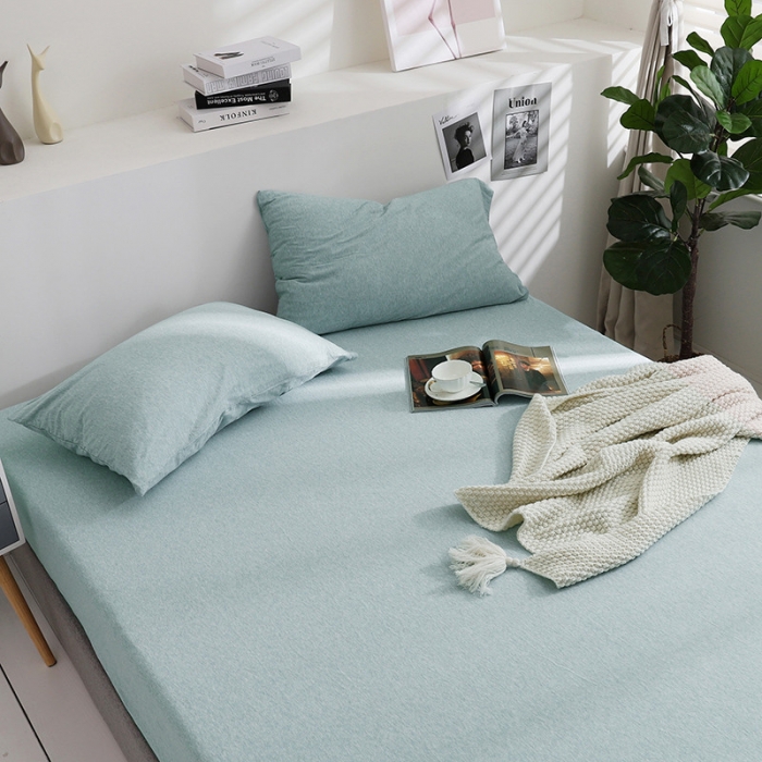 91家纺网 家纺一手货源 找家纺 小米笠 2019新款针织天竺棉床笠床罩 水兰