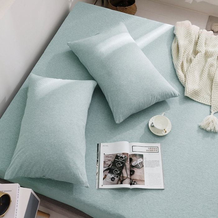 91家纺网 家纺一手货源 找家纺 小米笠 2019新款针织天竺棉床笠床罩 水兰