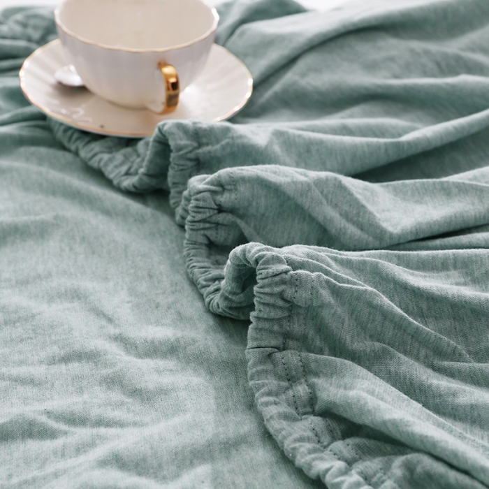 91家纺网 家纺一手货源 找家纺 小米笠 2019新款针织天竺棉床笠床罩 水兰