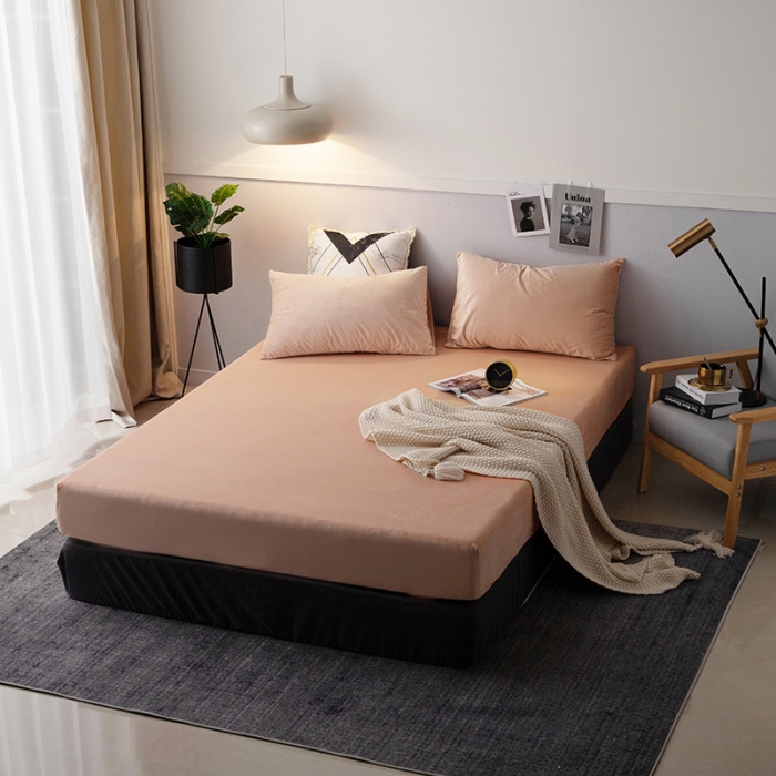 91家纺网 家纺一手货源 找家纺 小米笠 2019新款宝宝绒床笠床罩 肤色