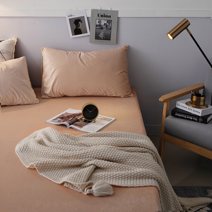 91家纺网 家纺一手货源 找家纺 小米笠 2019新款宝宝绒床笠床罩 肤色