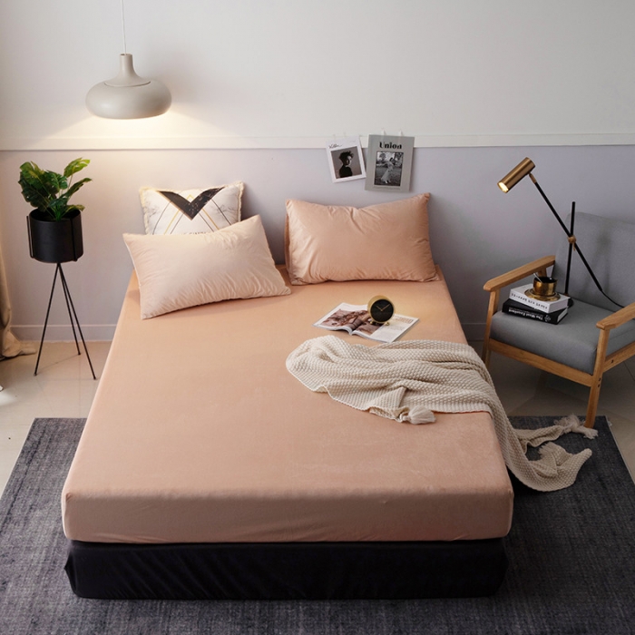 91家纺网 家纺一手货源 找家纺 小米笠 2019新款宝宝绒床笠床罩 肤色