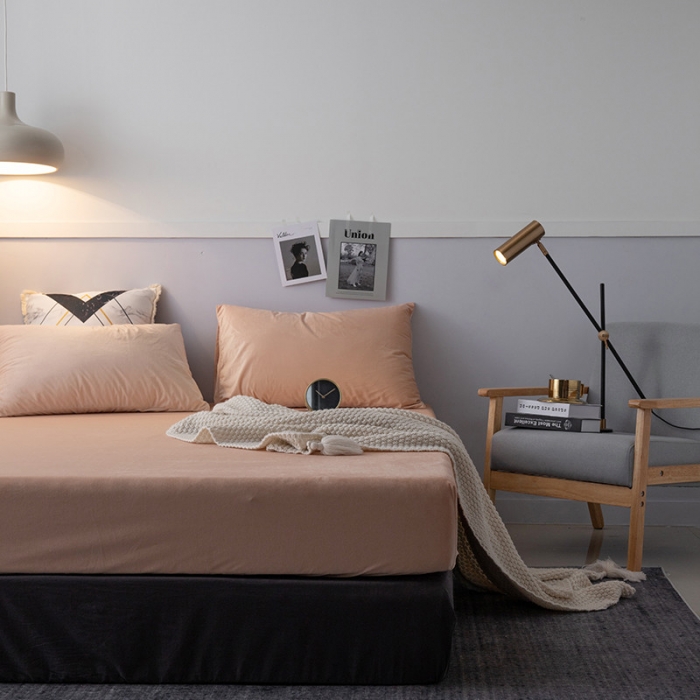 91家纺网 家纺一手货源 找家纺 小米笠 2019新款宝宝绒床笠床罩 肤色