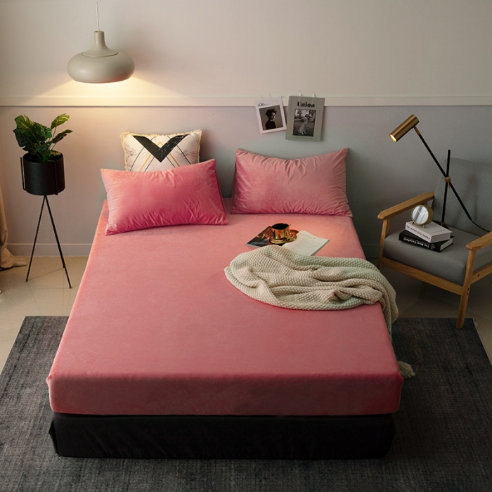 91家纺网 家纺一手货源 找家纺 小米笠 2019新款宝宝绒床笠床罩 西瓜红