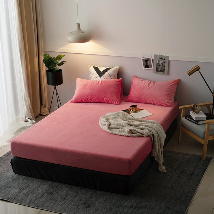 91家纺网 家纺一手货源 找家纺 小米笠 2019新款宝宝绒床笠床罩 西瓜红