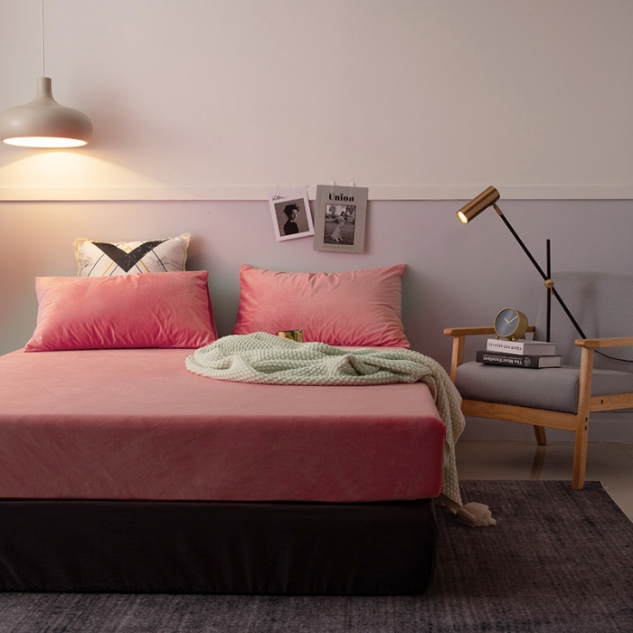 91家纺网 家纺一手货源 找家纺 小米笠 2019新款宝宝绒床笠床罩 西瓜红