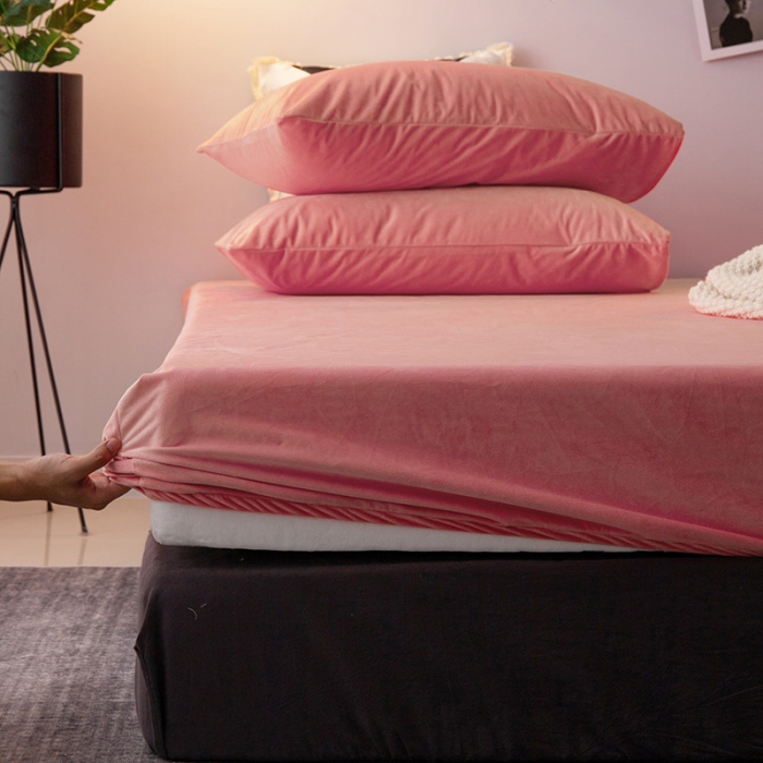 91家纺网 家纺一手货源 找家纺 小米笠 2019新款宝宝绒床笠床罩 西瓜红