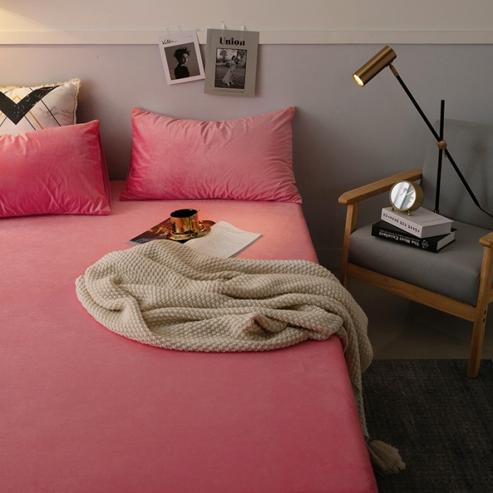 91家纺网 家纺一手货源 找家纺 小米笠 2019新款宝宝绒床笠床罩 西瓜红