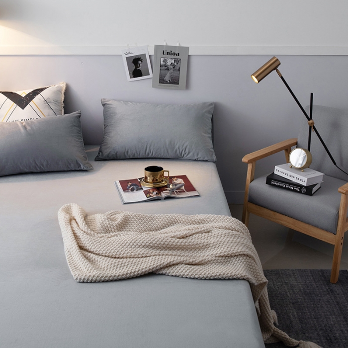 91家纺网 家纺一手货源 找家纺 小米笠 2019新款宝宝绒床笠床罩 银灰