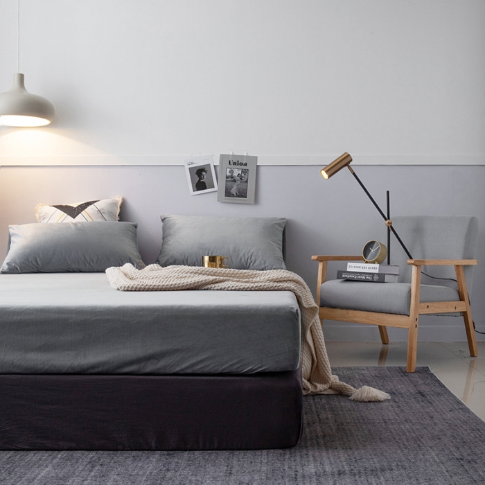 91家纺网 家纺一手货源 找家纺 小米笠 2019新款宝宝绒床笠床罩 银灰