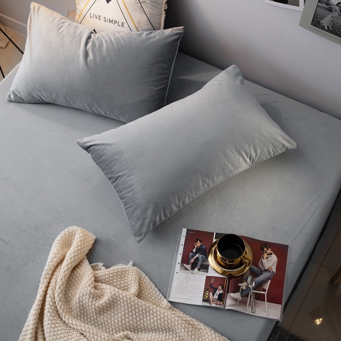 91家纺网 家纺一手货源 找家纺 小米笠 2019新款宝宝绒床笠床罩 银灰