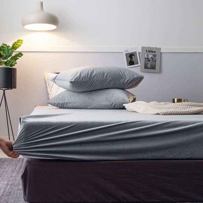 91家纺网 家纺一手货源 找家纺 小米笠 2019新款宝宝绒床笠床罩 银灰