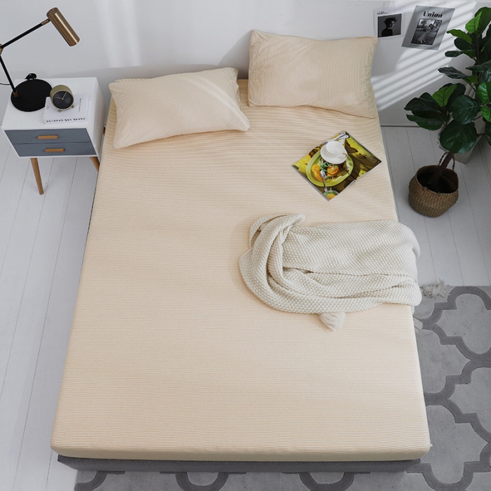 91家纺网 家纺一手货源 找家纺 小米笠 2019新款针织天竺棉床笠床罩 中棉细条