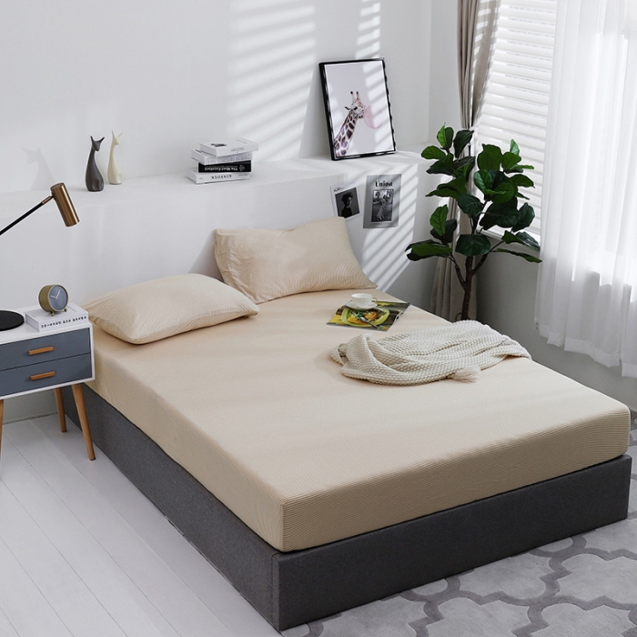 91家纺网 家纺一手货源 找家纺 小米笠 2019新款针织天竺棉床笠床罩 中棉细条