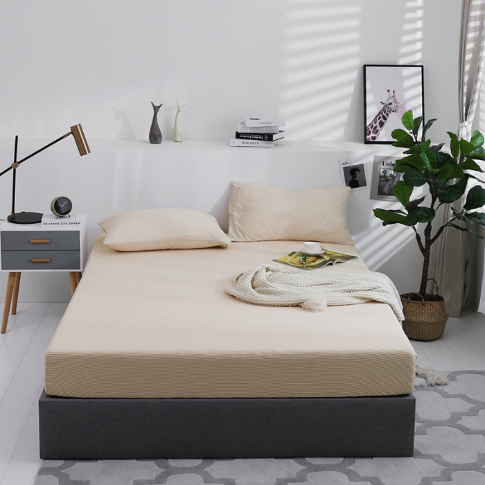 91家纺网 家纺一手货源 找家纺 小米笠 2019新款针织天竺棉床笠床罩 中棉细条