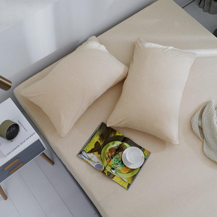 91家纺网 家纺一手货源 找家纺 小米笠 2019新款针织天竺棉床笠床罩 中棉细条