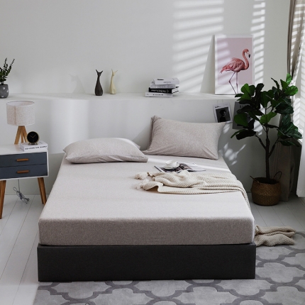 小米笠 2019新款针织天竺棉床笠床罩 浅咖