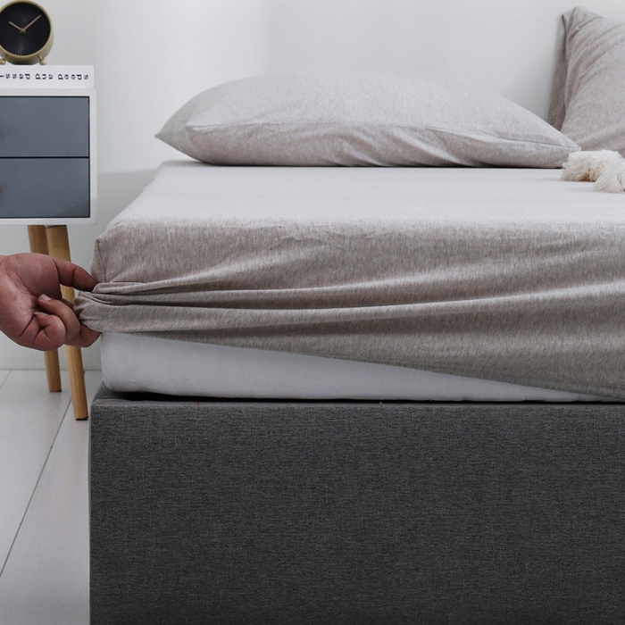 91家纺网 家纺一手货源 找家纺 小米笠 2019新款针织天竺棉床笠床罩 浅咖