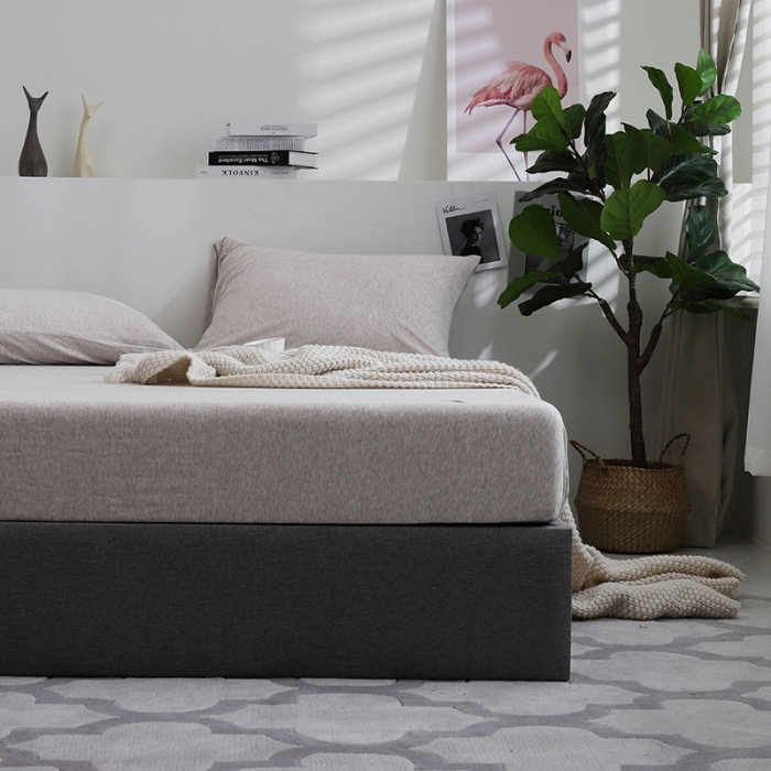 91家纺网 家纺一手货源 找家纺 小米笠 2019新款针织天竺棉床笠床罩 浅咖