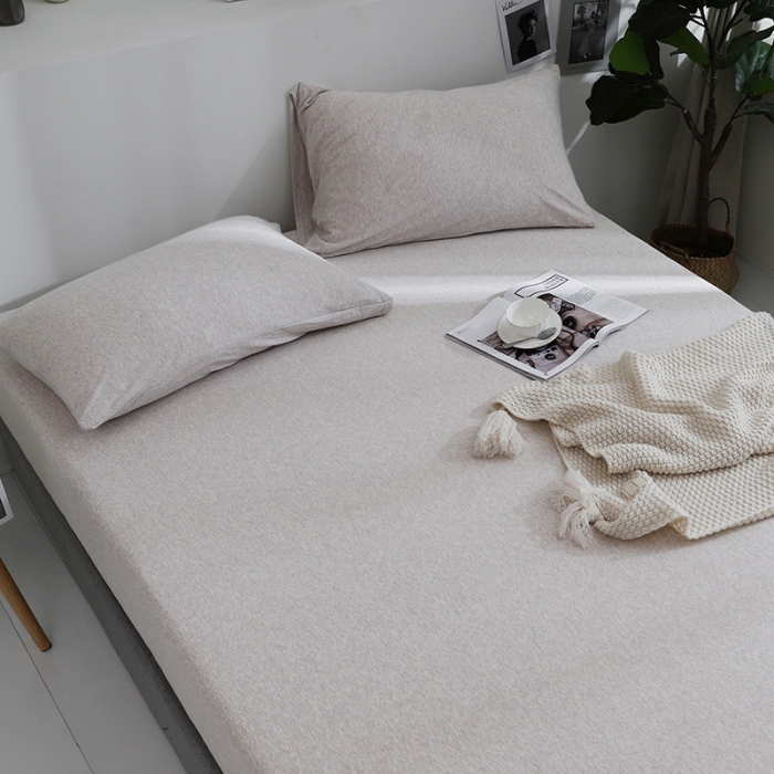 91家纺网 家纺一手货源 找家纺 小米笠 2019新款针织天竺棉床笠床罩 浅咖