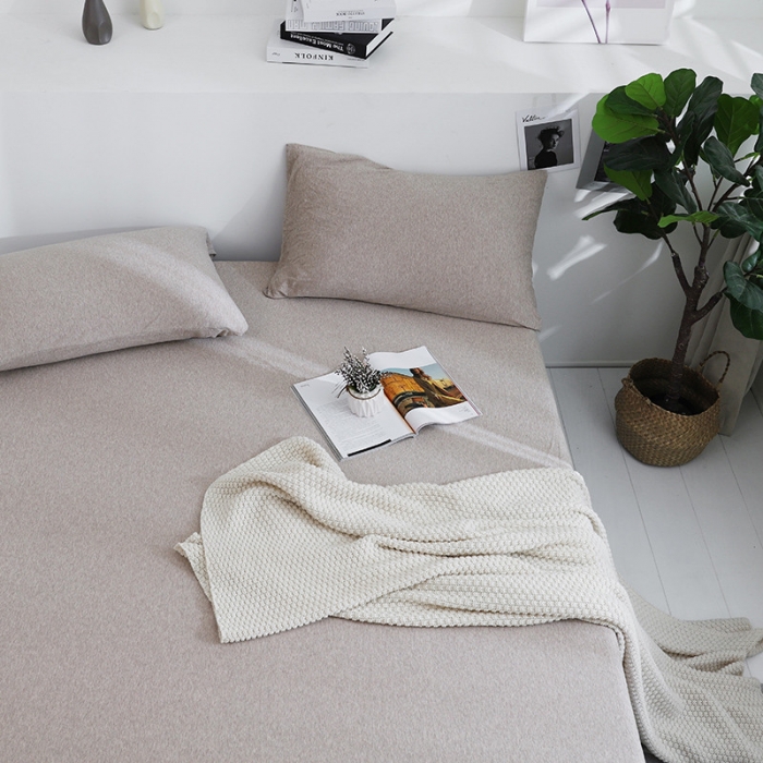 91家纺网 家纺一手货源 找家纺 小米笠 2019新款针织天竺棉床笠床罩 中咖