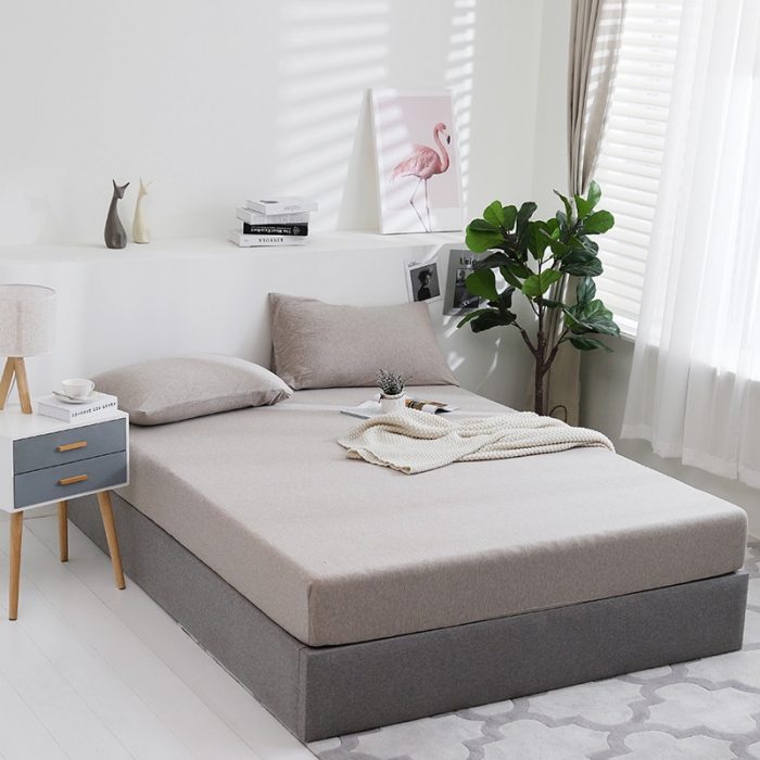 91家纺网 家纺一手货源 找家纺 小米笠 2019新款针织天竺棉床笠床罩 中咖