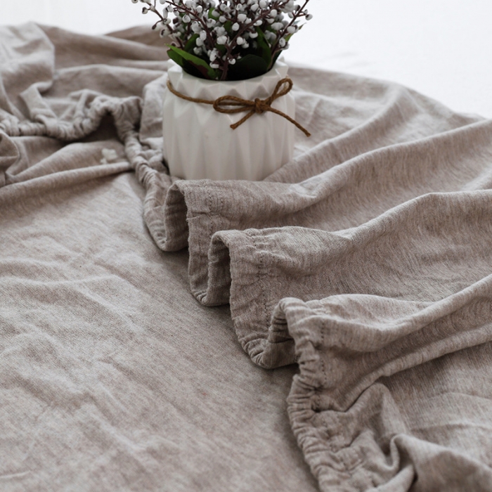 91家纺网 家纺一手货源 找家纺 小米笠 2019新款针织天竺棉床笠床罩 中咖