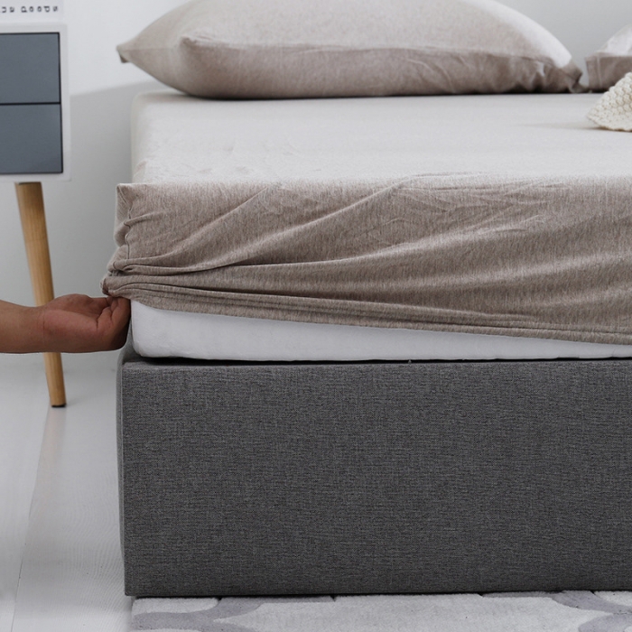 91家纺网 家纺一手货源 找家纺 小米笠 2019新款针织天竺棉床笠床罩 中咖