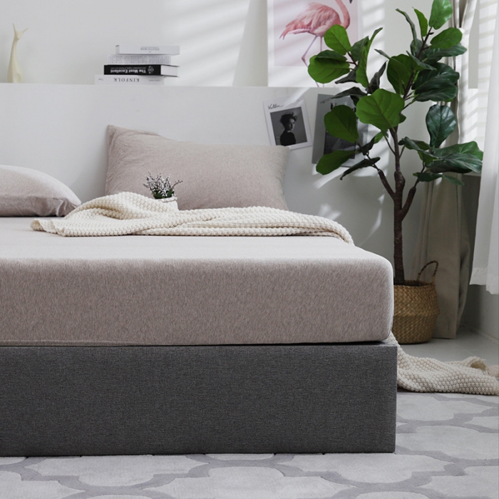 91家纺网 家纺一手货源 找家纺 小米笠 2019新款针织天竺棉床笠床罩 中咖